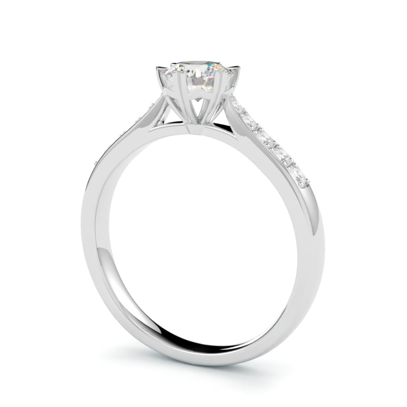 Pierścionek z diamentem Maya, diament szlif brylantowy, białe złoto 750, oprawa w 6 łapek, GOLDPORT